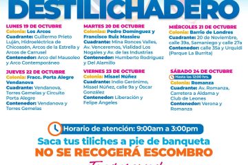 Visitará Destilichadero siete colonias del 19 al 24 de octubre