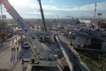 Arranca montaje de trabes en el puente de Palestina y Fuerza Aérea