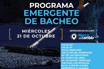 Diez zonas tendrán bacheo este miércoles 21 de octubre: Municipio