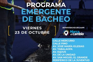 Ocho zonas tendrán bacheo este viernes 23 de octubre: Municipio