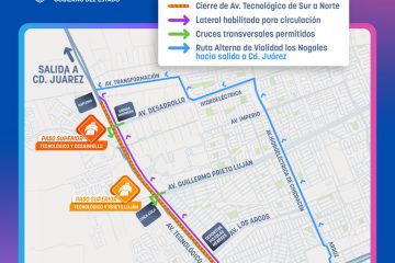 Anuncia SCOP cierre de carriles centrales en avenida Tecnológico por construcción de pasos a desnivel